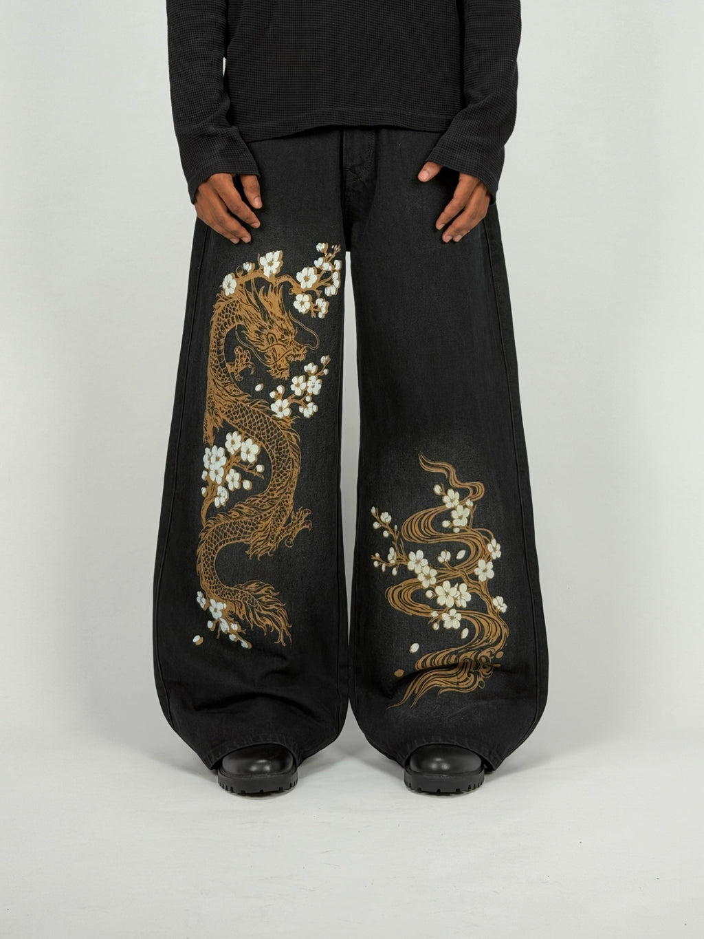 Graphic Black Wide Leg