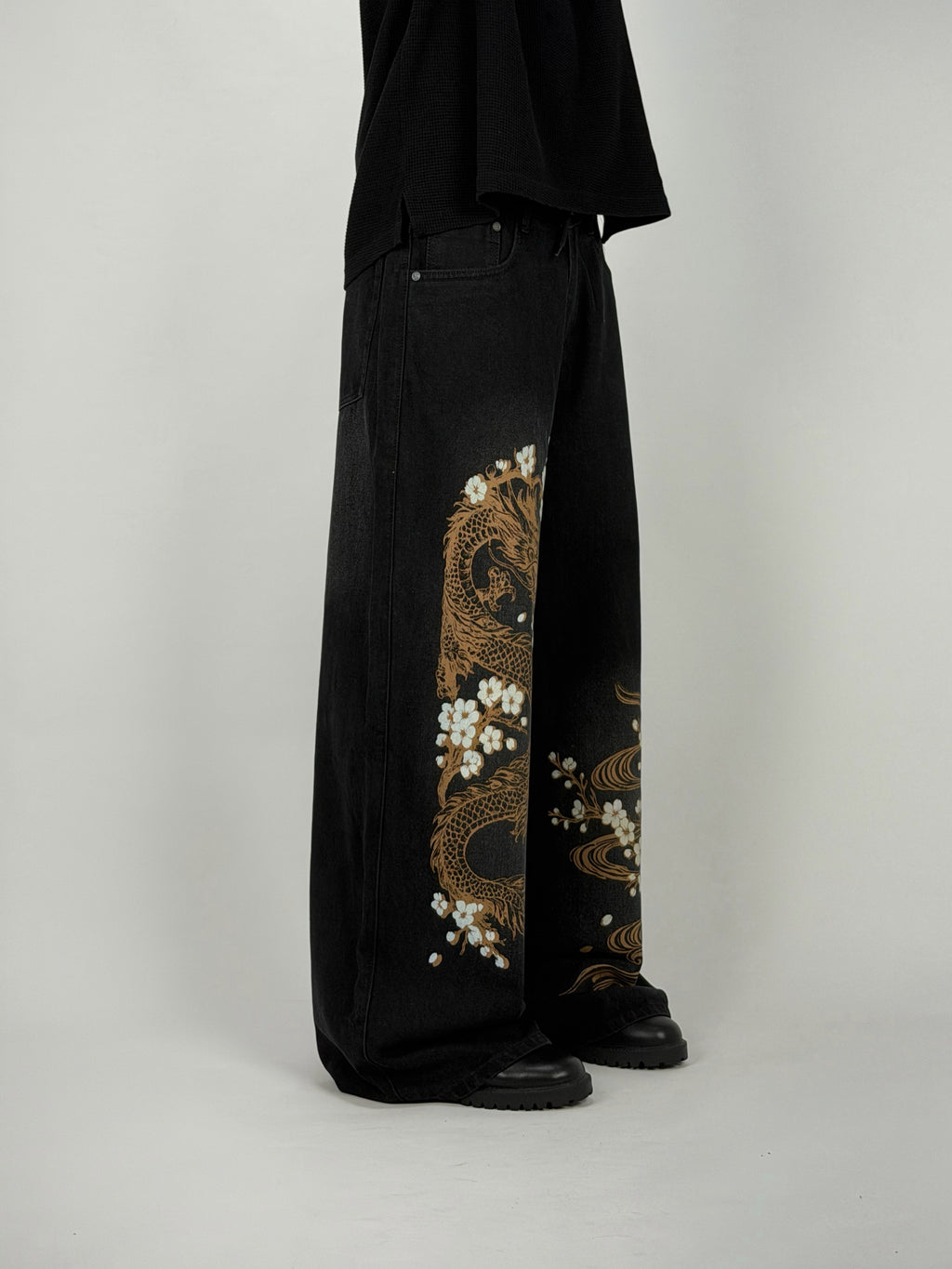 Graphic Black Wide Leg