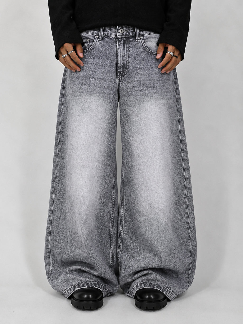 Grey Washed Wide Leg