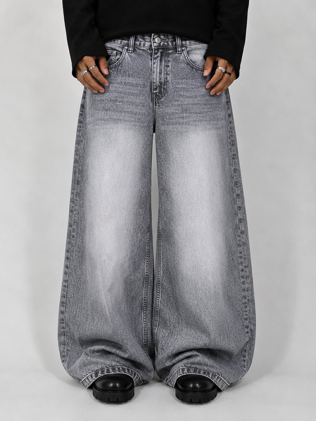 Grey Washed Wide Leg
