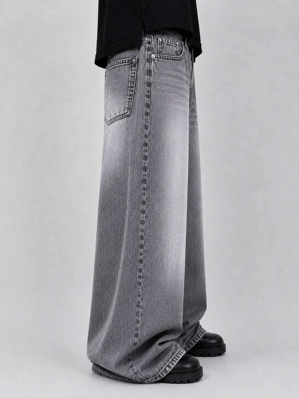 Grey Washed Wide Leg