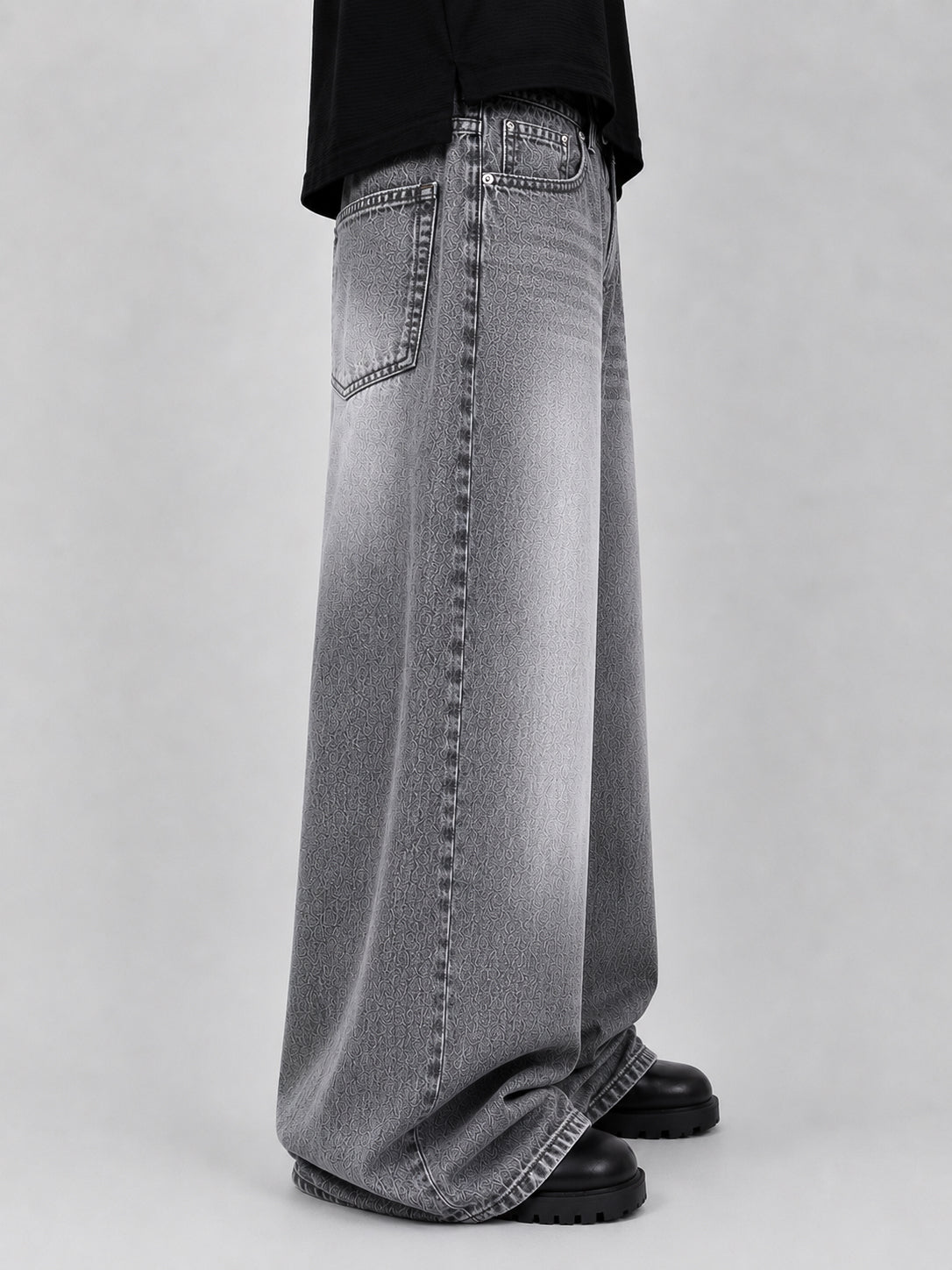 Grey Washed Wide Leg