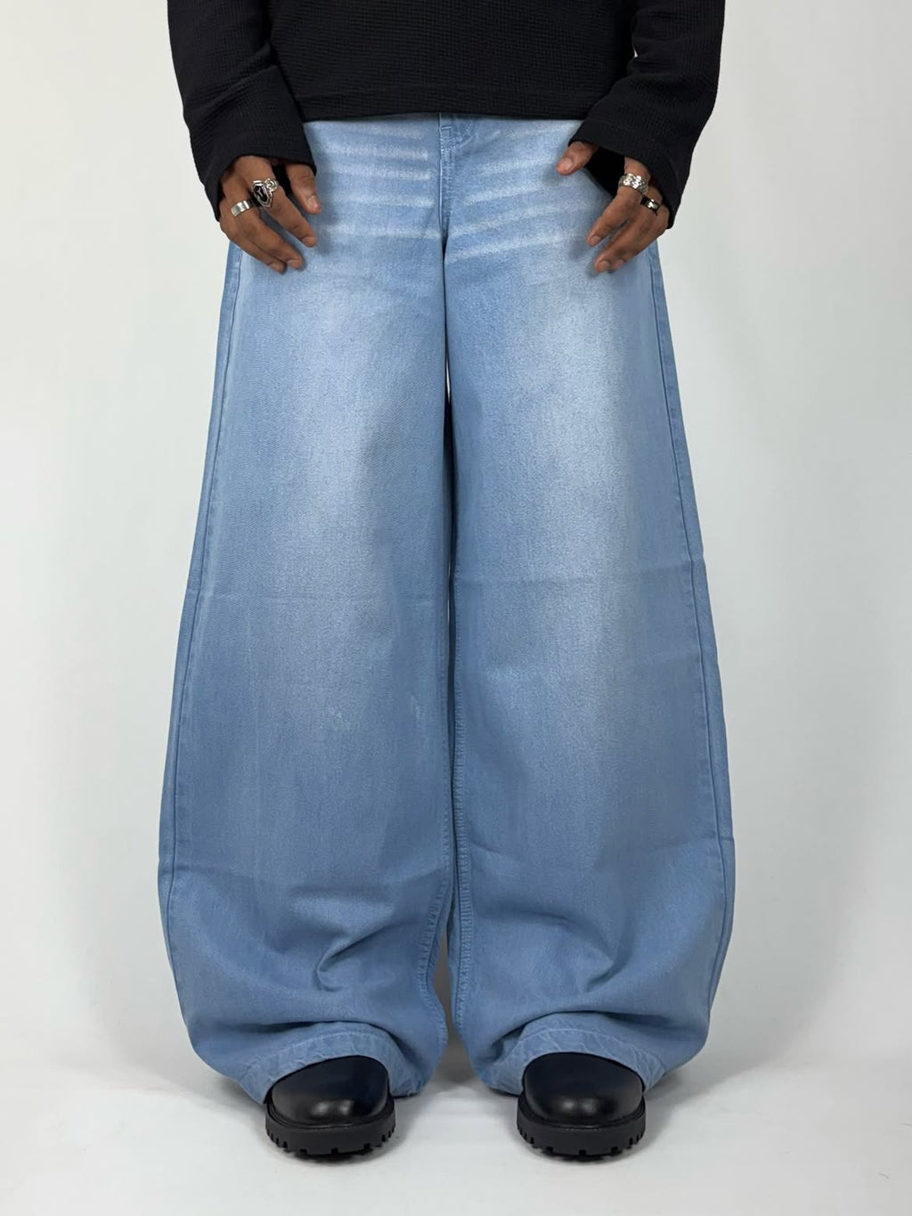 Blue White Wash Wide Leg