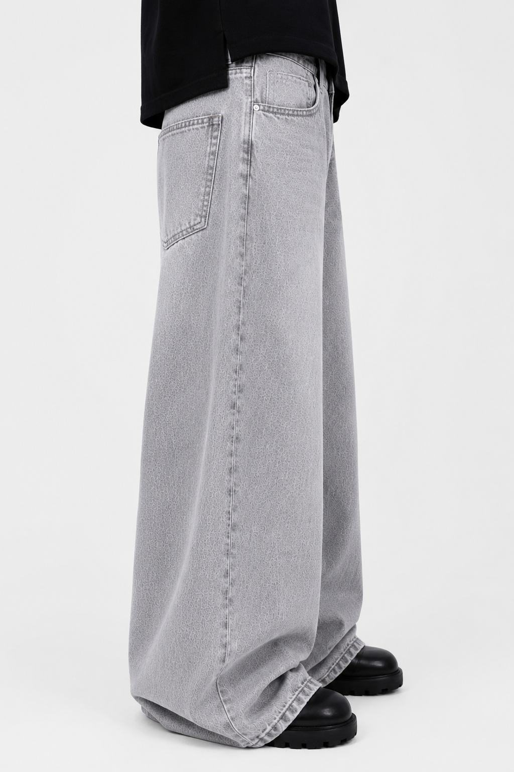 Light Grey Wash Wide Leg